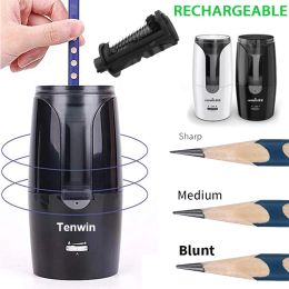 Photography Tenwin Electric Auto Pencil Sharpener Safe Student Helical Steel Blade Sharpener for Artists Kids Adults Coloured Pencils