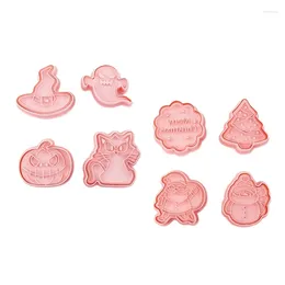 Baking Moulds 4 Pcs/set Christmas Cookie Moulds Pumpkin Pressable Halloween Biscuits Mould