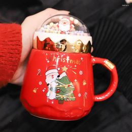 Mugs Christmas Gift Girls Hand Ceramic Couples Cup With Lid Spoon Creative