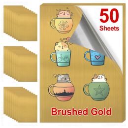 Paper 50Sheets Printable Vinyl Sticker Paper Waterproof Selfadhesive Transparent Gloosy White Gold A4 Copy Paper for Inkjet Printer