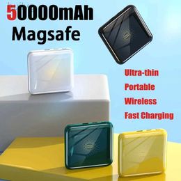 Cell Phone Power Banks Magsafe Power Bank 50000mAh Mini Magnetic Wireless Power Bank Fast Charging Large Capacity Lightweight Portable External Battery 2443