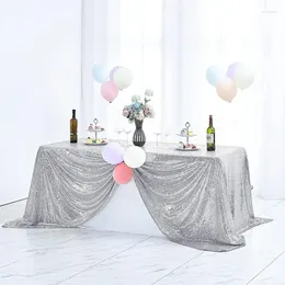 Table Cloth 108"x50" Silver Rectangle Sequin Tablecloth For Party Dinner Banquet Festival Wedding Anniversary Exhibition Dessert