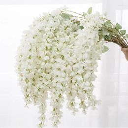 Decorative Flowers 3Pcs Silk Wisteria Artificial Fake Floral Hanging Plant Garland For Home Decor Party Floor Vase Balcony Wedding