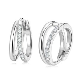 Earrings IOGOU 100% Genuine Moissanite Double Hoop Earrings for Women 925 Sterling Silver New In Trendy 2022 Engagement Jewelry Gift