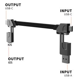 Multi Charging Cable Short for Travel Portable Magnetic Keyring 4 in 1 Fast Charger Cord PD 60W USB A/C to Type C for Phone Pads