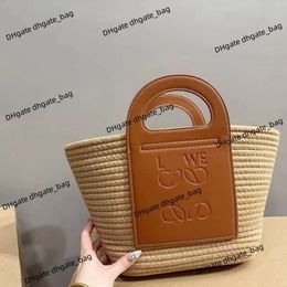 High-end designer beach bag Vegetable Basket Tote bag New Woven Bag Advanced Grass Weaving Handbag Vacation Commuter Womens Cotton Rope handbags