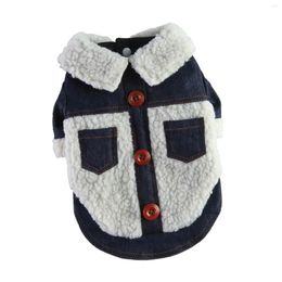 Dog Apparel Denim Fleece Winter Coat Comfortable Puppy Jacket Windproof For Outdoor