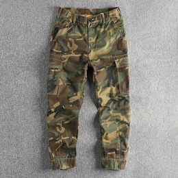 Men's Pants May Khaki Retro Camouflage Cargo Casual Men Washed All Cotton Woven Youth Motorcycle Riding