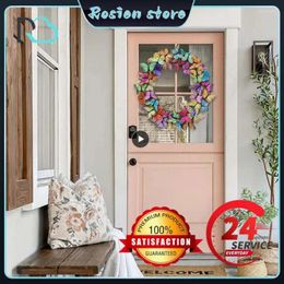 Decorative Flowers Butterfly Garland Wreath Handmade Beautiful Colourful Art Door Ornament Simulation Fashion