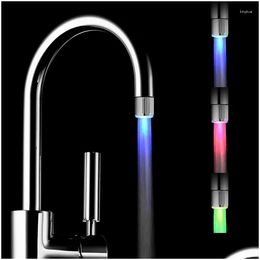 Kitchen Faucets Led Temperature Sensitive Bathroom Shower Tap Faucet Nozzle Head Change Sensor Light Household Accessory Drop Deliver Dhvg1