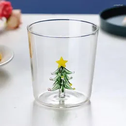 Wine Glasses Christmas Tree Glass Cup Transparent Reusable Beer Cocktail Coffee Tea Drinking Home Kitchen Drinkware Supplies