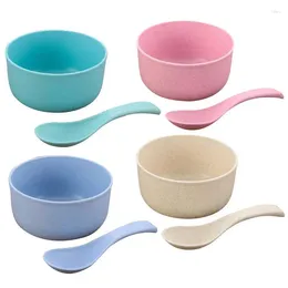 Bowls Camping Tableware Set Kitchen Straw Wheat Bowl Eco Friendly Sturdy Lightweight Dishes Spoon And Dinnerwa