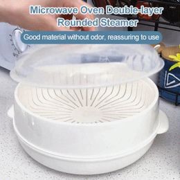 Double Boilers Microwave Steamer Round Plastic Heated Bun Rack Square Kitchen Utensils Basket