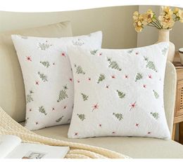 Pillow Christmas Embroidered Throw Covers Set Of 2 Soft Silver Snowflake Glitter Printed Winter Pillowcases For Couch Sofa Room