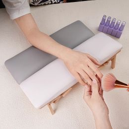 ANGNYA Beveled Nail Art Hand Pillow Folding Solid Wood Hand Rest For Nails Manicure Table PU Leather Arm Rest Nail Stand Holder