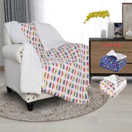 Blankets Nordic Style Autumn And Winter Double Thickened Blanket Cute Butterfly Printed Lamb Fleece Cover Home Sofa Shawl