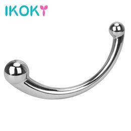 IKOKY Double Head Anal Plug Male Masturbation Adult Sex Products Erotic Stainless Steel Toys for Men Prostate Massage 240312