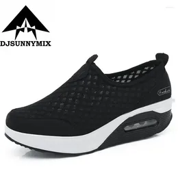Walking Shoes DJSUNNYMIX 2024 Summer Women's Sneakers Sport For Women Swing Wedges Breathable Height Increasing