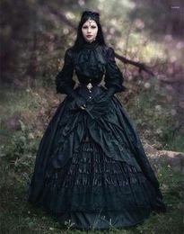 Party Dresses Victorian Gothic Prom For Women Long Sleeves High Neck Black Vintage Steakpunk Masquerade Special Occasion Wear 2024