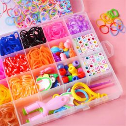 1Box Creative Colorful Loom Bands Set For Handmade Elastic Bracelet Making Kit DIY Rubber Band Craft Gifts Jewelry Accessories