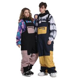 Poles 30 Onepiece Suspenders Women's and Men's Ski Pants Loose Waterproof and Warm Winter Ice Snow Trousers Snowboarding Bibs Unsex