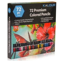 Pencils KALOUR 72 Premium Colored Pencil Set,Professional Drawing Artists Coloring Pencils Vibrant Pigmented Prefects For Beginners Kids