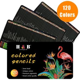 Pencils Hot selling style Wooden pencil 72/120 colors Oily painting Pencil set Fine arts drawing Color pencil Iron box