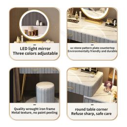 Modern Minimalist Dressing Table LED Mirror White Dressing Table Multi-functional Integrated Muebles De Dormitorio Makeup Table