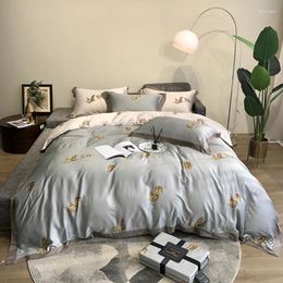 Bedding Sets 2024 Long Staple Cotton Embroidered Colour Four-piece Household Must Four Seasons Universal Luxury Grey