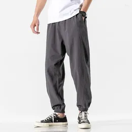 Men's Pants Loose Legged Plus Size Casual Nine-point Thin Trendy 2024 Summer Japanese Linen Sweatpants