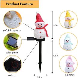 Led Solar Lawn Light Cute Snowman Sculpture Waterproof Outdoor Solar Garden Lights For Christmas Garden Decoration