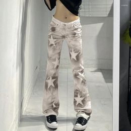 Women's Jeans Jeanswomen's 2024 High Street Personality Star Print Contrast Colour Low Waist White Spicy Girls Straight Casua