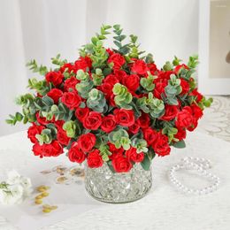 Decorative Flowers Nordic Artificial Eucalyptus Small Rose Simulation Flower Knows Wedding Decoration Material Room Decor