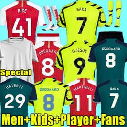 2024 SAKA Soccer Jerseys G. JESUS ODEGAARD RICE HAVERTZ 23 24 Gunners MARTINELLI ROWE SMITH NKETIAH ZINCHENKO SALIBA TROSSARD football jersey Men Kids Child Sets