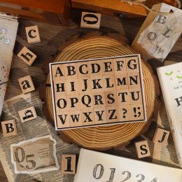 Journamm Numbers Letters Wood Rubber Seals Stamps Set for Junk Journal DIY Journaling Decor Scrapbooking School Craft Supplies