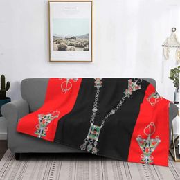 Blankets Kabyle Pottery Pattern Plaid Flannel Throw Blanket Soft Lightweight Warm Geometric Amazigh Sofa Car Bedding Decor Adults Gifts