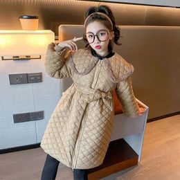 Down Coat Autumn Winter Girl Plaid Kids Outerwear Toddler Clothing Long Cotton Clothes Padded Warm Children Jacket CH63