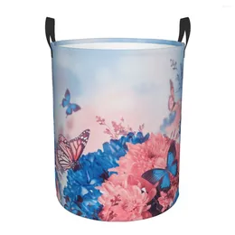 Laundry Bags Dirty Basket Fresh Chrysanthemum And Butterfly Folding Clothing Storage Bucket Toy Home Waterproof Organizer