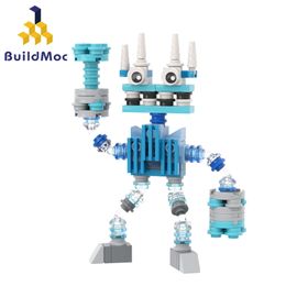 BuildMoc My Singing Chorus Wubbox Robot Building Blocks Set Light Blue Cute Song Monsters Figures Bricks Toys For Children Gift