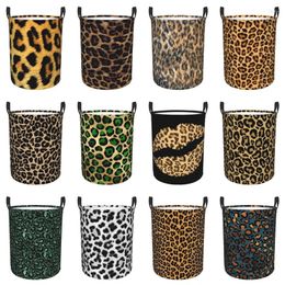 Laundry Bags Leopard Print Cheetah Gothic Skulls Animal Fur Foldable Baskets Dirty Clothes Toy Sundries Storage Basket Home Organizer