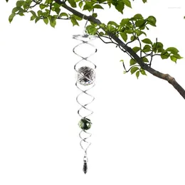 Decorative Figurines Wind Spinners With Crystal Ball Stainless Steel Spiral Spinner Spinning Pendant Swivel Hook