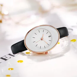 Wristwatches Fashion Watch For Women Oval Dial Ladies Watches Personality Simple Leather Strap Relojes Para
