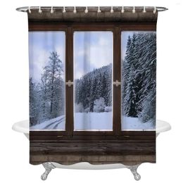 Shower Curtains Window Snow Forest Waterproof Curtain Bathroom Fabric Polyester Bath Decor