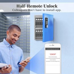 WeHere 32 Key Lock Box, Intelligent Wall Mounted Key Storage Cabinet,OTP/APP Bluetooth/fixed Code Unlocking Key Management Safe