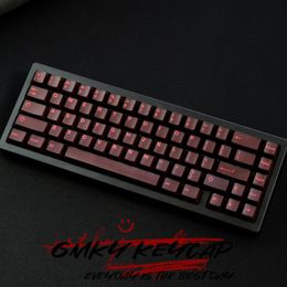 GMKY RED FONT Semitransparent Keycaps Cherry Profile DOUBLE SHOT ABS FONT PBT Keycaps ABS Font for MX Switch Mechanical Keyboard