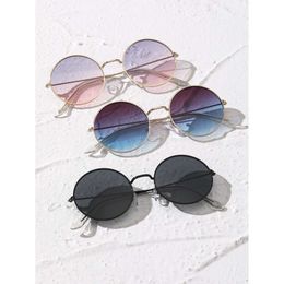 3pcs Women Round Frame Fashion Metal Y2K Colorful Sunglasses for Outdoor Travel Beach Clothing Accessories