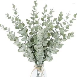 Decorative Flowers 10pcs Artificial Plants Eucalyptus Stems Leaves Green For Home Bouquet Centrepiece Wedding Decoration Christmas Decor