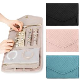 Foldable Jewellery Case Roll Travel Jewellery Organiser Portable for Journey Earrings Rings Diamond Necklaces Brooches Storage Bag