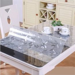 Soft Glass Table Cloth soft PVC Transparent Tablecloth Waterproof Rectangular Table Cover Pad Kitchen Oil-Proof Table Mat