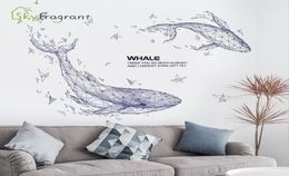 Creative geometry ins whale stickers living room background wall decor bedroom decor home wall sticker selfadhesive9253612